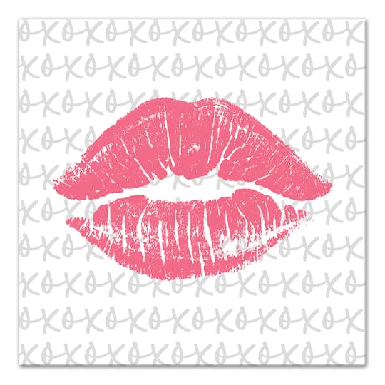 Valentine Pink Kiss Canvas Wall Art